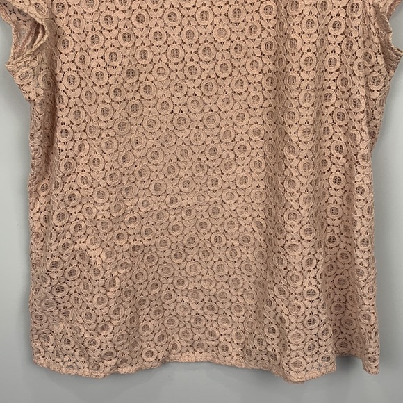 LOFT Pink Mesh Lace Blush Floral Exposed Zipper Top Size Medium - Picture 3 of 8